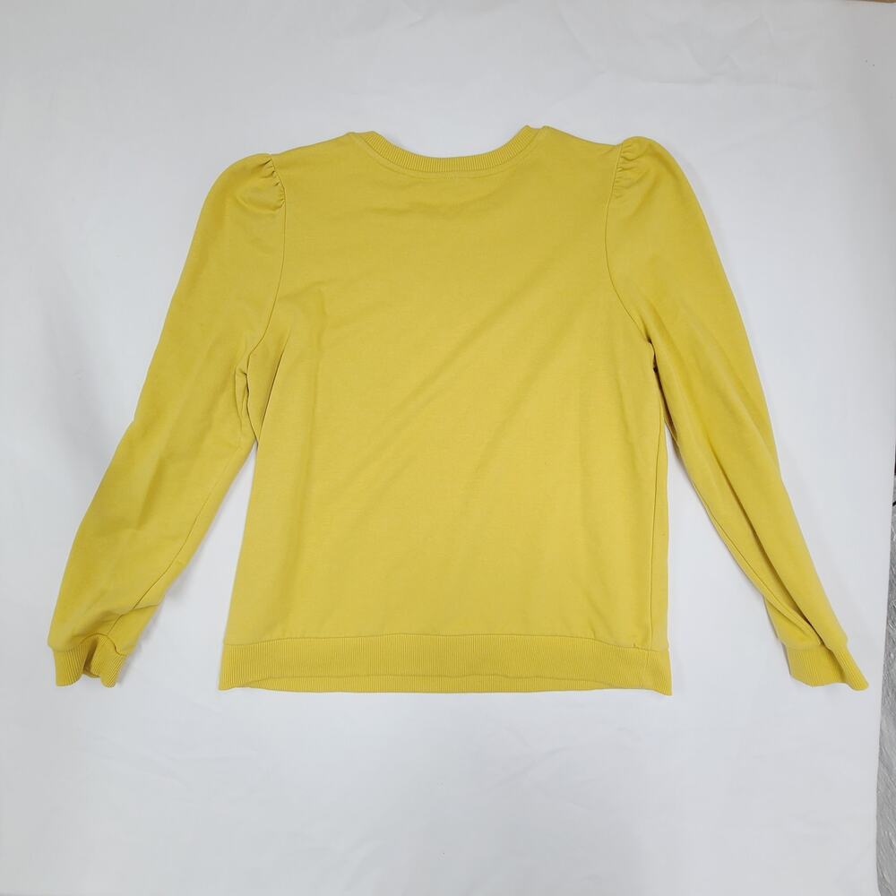 Boden Puff Sleeve Sweatshirt Mustard Yellow Ribbed Trim Feminine Casual 12 - Picture 2 of 13